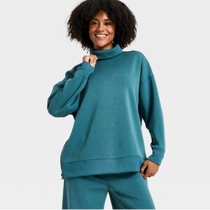 Teal Turtleneck Women's Sweater
